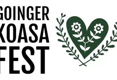 A creative logo for the Goinger Koasa Fest. It features a heart-shaped design with flowers and leaves.
