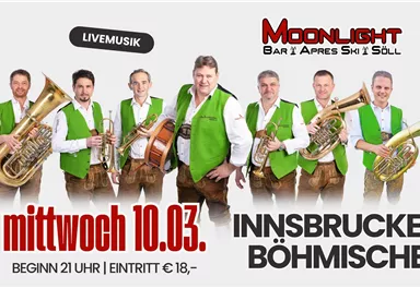 Eine Band mit Musikern in grüner Kleidung spielt Live-Musik. Das Event findet am 14. Januar in der Bar Moonlight statt.