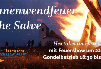 A striking background for an event with a large fire. It displays information about the solstice fire, including date and times.