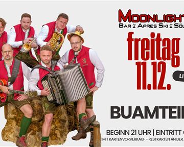 A band that plays traditional music poses in traditional costumes. The concert takes place on Saturday, December 13, at the Moonlight Bar.