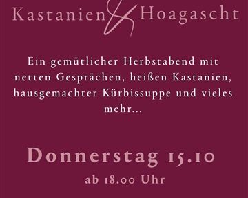Ein bunter Herbstabend mit Musik und Spritz. Veranstaltung am 03.10.2025, ab 18 Uhr, mit musikalischer Unterhaltung von der Scheffauer Krainergaudi.