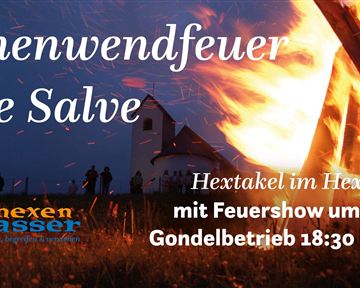 A striking background for an event with a large fire. It displays information about the solstice fire, including date and times.
