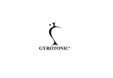 A stylized logo of GYROTONIC® in black on a white background. It features a dynamic figure that symbolizes movement and flexibility.