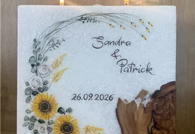 Hochzeitkerze Edler Crystal Kerzenrohling mit Holz