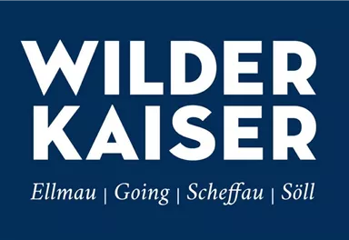 Ein Logo des Wilder Kaiser mit den Orten Ellmau, Going, Scheffau und Söll. Es ist in schlichtem, modernem Design gehalten.