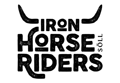 A logo with the inscription "Iron Horse Riders" and stylized horns. The design is rustic and conveys a sense of adventure.
