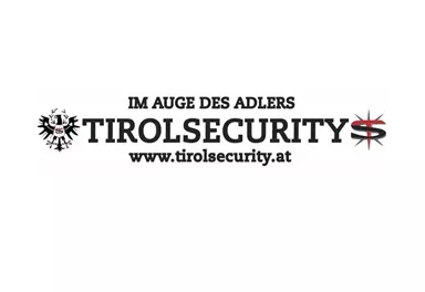 Das Bild zeigt das Logo von Tirol Security mit dem Slogan "Im Auge des Adlers". Es enthält auch die Website-Adresse www.tirolsecurity.at.