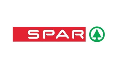 The image shows the logo of SPAR. It consists of red and green colors with an inscription and a graphic element.
