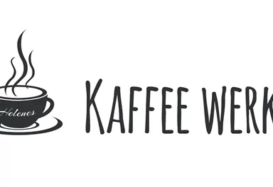 Ein einfaches Logo für ein Café mit einer Kaffeetasse und dampfenden Linien. Der Schriftzug "Kaffee Werk" ist klar und modern gestaltet.
