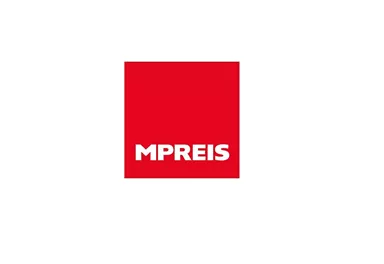 A simple, red logo with the inscription "MPREIS" in white. It looks modern and inviting.