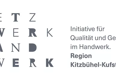 A modern logo for an initiative in craftsmanship. It promotes quality and design in the Kitzbühel-Kufstein region.