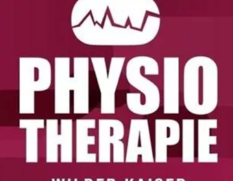 Ein Logo für eine Physiotherapie-Praxis. Der Name "Wilder Kaiser" ist gut sichtbar, umgeben von einer modernen, farbenfrohen Gestaltung.