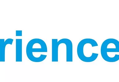 Ein modernes Logo mit dem Schriftzug "experience.tirol". Die Farben Blau und Rot heben den Text hervor.