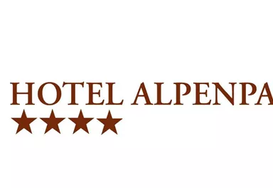 The logo of Hotel Alpenpanorama with a coat of arms and four stars. Elegant design that conveys luxury and hospitality.