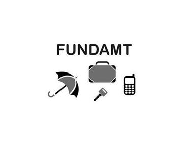 Symbols for lost items, including an umbrella, a suitcase, a key, and a mobile phone. The inscription "FOUND OFFICE" is arranged above.