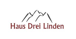 The logo features the inscription "Haus Drei Linden" in red lettering. Above it are stylized mountain lines depicted.