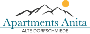 Das Logo von "Apartments Anita" zeigt stilisierte Berge und eine Sonne. Es vermittelt ein Gefühl von Gemütlichkeit und Naturverbundenheit.