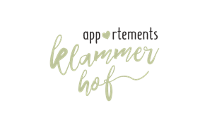 A stylish font with the words "Appartements Klammerhof". The colors are soft and inviting.