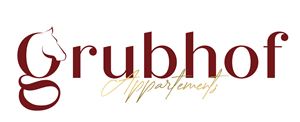 An elegant logo for "Grubhof Appartements" featuring a horse motif. It conveys a sense of nature and comfort.