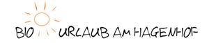 A sunny logo with the text "Bio Urlaub am Hagenhof". It conveys a cheerful and inviting holiday atmosphere.