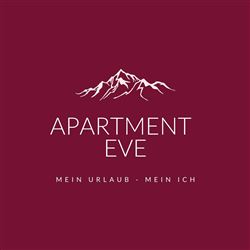 An elegant logo for the Eve apartment. It features the mountains and the slogan "My vacation - my self."