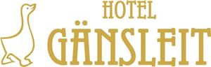A stylized logo of the Hotel Gänsleit. It features a goose and the hotel name in gold lettering.