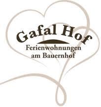 A logo of Gafal Hof with the slogan "Holiday apartments on the farm." It conveys a feeling of rural coziness and relaxation.
