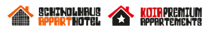 Logo with the names "Schindlhaus Appart Hotel" and "Kota Premium Appartements". The graphic shows stylized houses in different colors.