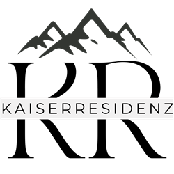 A minimalist logo featuring a stylized mountain silhouette above the inscription "KAISERRESIDENZ". The colors are black and white, conveying an elegant impression.