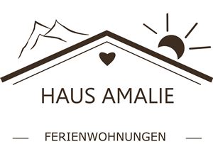 A stylized logo of "Haus Amalie" with mountains and a sun. It is labeled "Holiday Apartments."