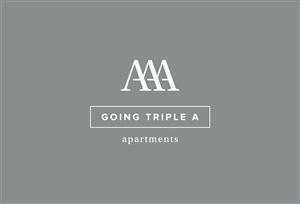 A simple logo for a real estate brand. The text reads "GOING TRIPLE A apartments".
