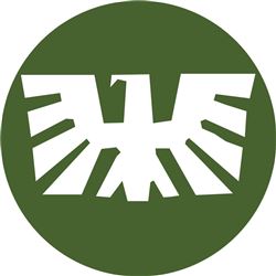 A stylized eagle in a circular, green background. The design is simple and modern.