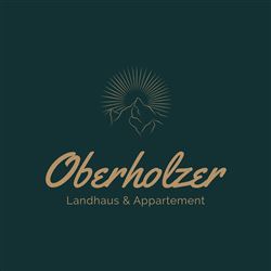 Ein stilvolles Logo mit der Aufschrift "Oberholzer" und einem Bergmotiv. Es vermittelt ein Gefühl von Natur und Gastlichkeit.