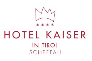 A logo of the Hotel Kaiser in Tyrol. It features a stylized crown and the lettering in red.