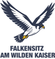 A stylized falcon flies with outstretched wings. Below is the inscription "Falcon Perch at the Wild Emperor."