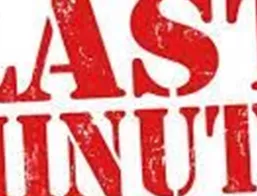Ein roter Stempel mit der Aufschrift "LAST MINUTE". Ideal für kurzfristige Angebote oder Buchungen.