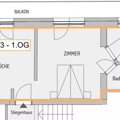A floor plan sketch of apartment No. 3 on the first floor. The drawing shows the arrangement of the kitchen, rooms, and bathroom.