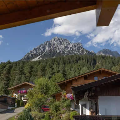 The view from the kitchen of the Wilden Kaiser.