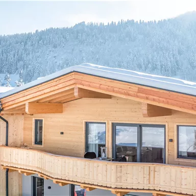 Das Appartement Majestro bietet einen großen Balkon mit direkten Blick auf den Wilden Kaiser.