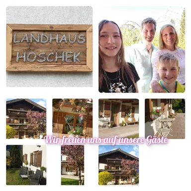 A friendly guest house named "Landhaus Hoschek". The family looks forward to their guests and shows inviting pictures of the house and the surroundings.