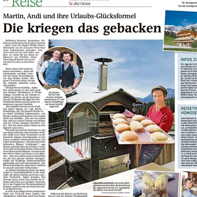 An article about Martin and Andi, who have developed a vacation concept. The focus is on an innovative oven with fresh rolls.
