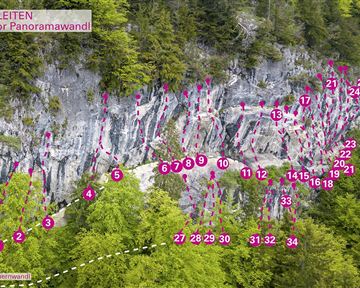 Söll_Topo Klettergarten Achleiten / Sektor Panoramawandl_Wilder Kaiser