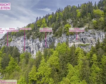 Söll_Topo Übersicht Klettergarten Achleiten_Wilder Kaiser